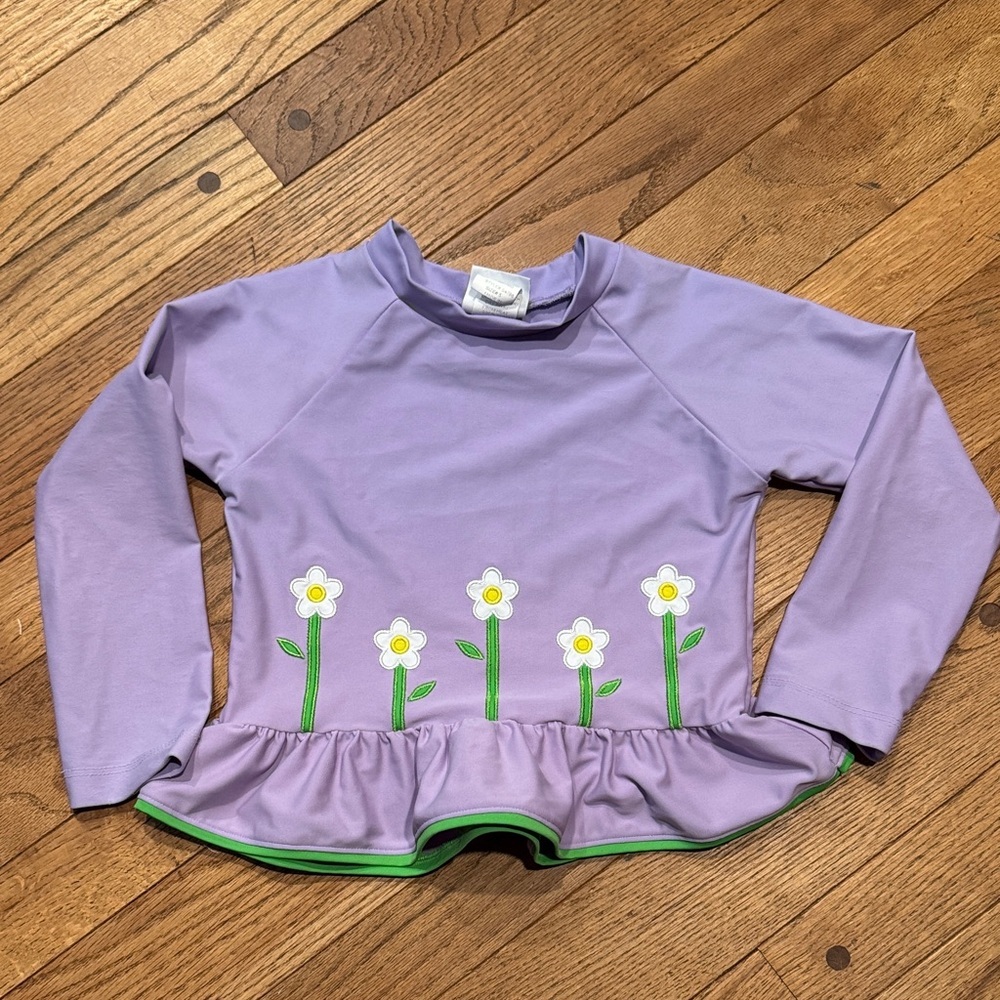 Florence Eiseman Purple Kids Rashguard with Daisy Accents